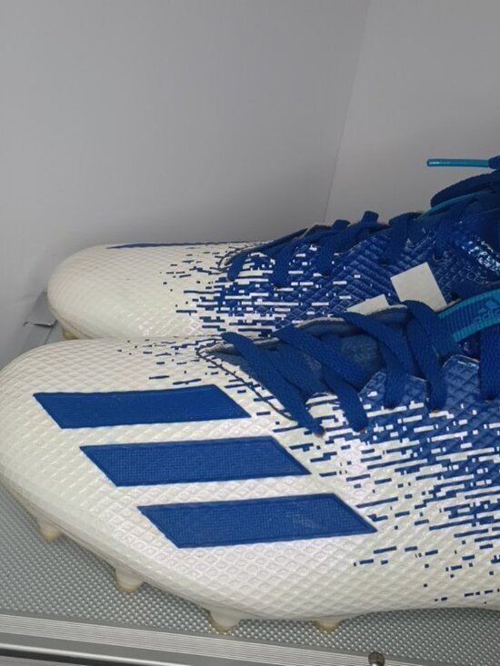 Adidas Adizero Scorch Football Cleats White Blue Men\'s Size 13.5 US 13 UK